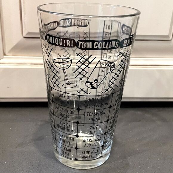 Vintage Federal Glass drink mixer printed graphic recipe tumbler - Picture 1 of 10